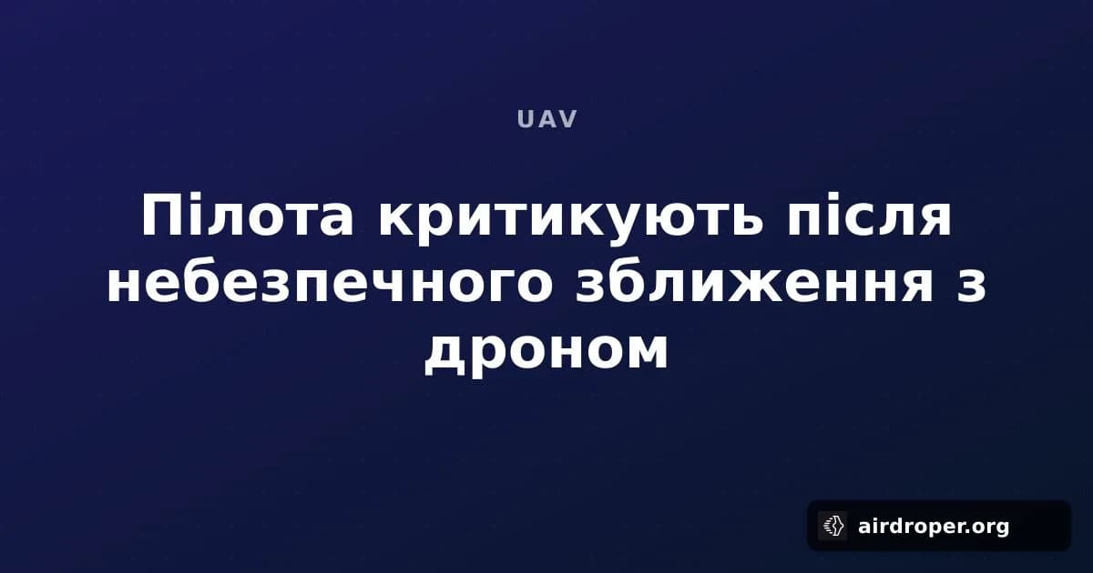 Пілота критикують після небезпечного зближення з дроном